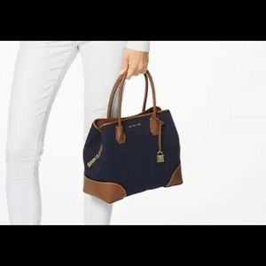 Michael Kors Mercer Gallery Tote Cntr Zip Navy NWT